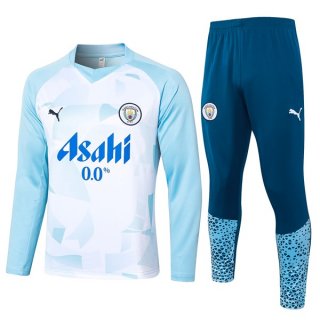 Sudadera De Training Manchester City 2024/2025 Blanco Azul Sudadera De Training Manchester City 2024/2025 Blanco Azul