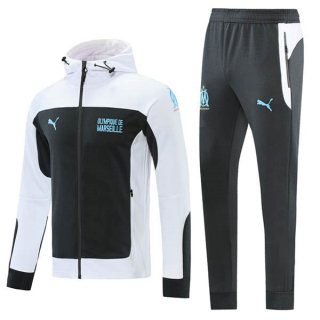Chandal Con Capucha Marsella 2021/2022 Blanco Negro Chandal Con Capucha Marsella 2021/2022 Blanco Negro