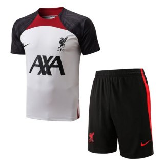 Camiseta Entrenamiento Liverpool Conjunto Completo 2022/2023 Blanco Gris Camiseta Entrenamiento Liverpool Conjunto Completo 2022/2023 Blanco Gris