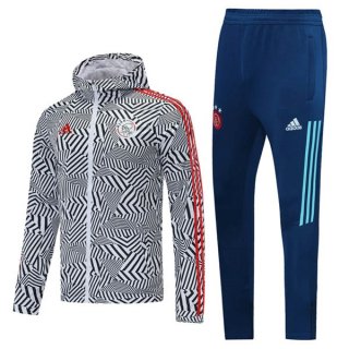 Rompevientos Ajax Conjunto Completo 2021/2022 Blanco Azul Rompevientos Ajax Conjunto Completo 2021/2022 Blanco Azul