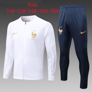 Niños Chandal Francia 2023 Blanco Azul Niños Chandal Francia 2023 Blanco Azul