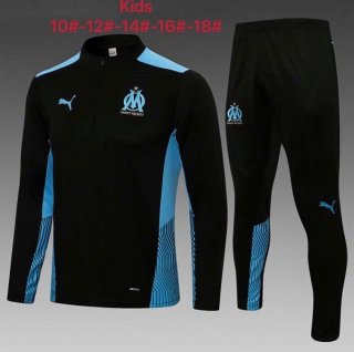 Niño Sudadera De Training Marsella 2022 Negro Azul Niño Sudadera De Training Marsella 2022 Negro Azul