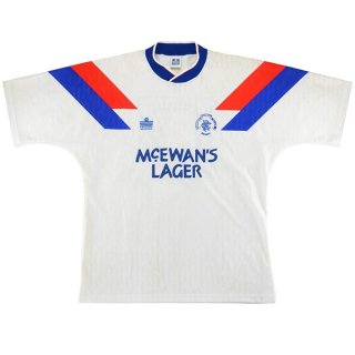 Segunda Equipación Tailandia Camiseta Rangers Retro 1990 1992 Blanco Segunda Equipación Tailandia Camiseta Rangers Retro 1990 1992 Blanco