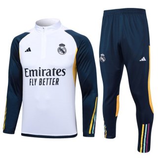 Sudadera De Training Real Madrid 2024 Blanco Azul Sudadera De Training Real Madrid 2024 Blanco Azul