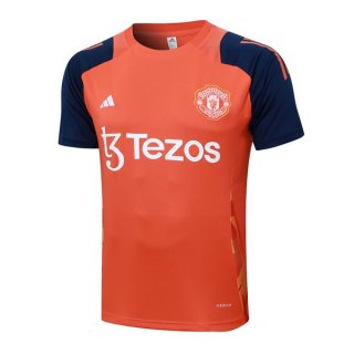 Camiseta Entrenamiento Manchester United 2024/2025 Naranja Azul Camiseta Entrenamiento Manchester United 2024/2025 Naranja Azul