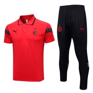 Polo AC Milan Conjunto Completo 2023/2024 Rojo Negro Polo AC Milan Conjunto Completo 2023/2024 Rojo Negro