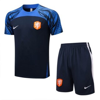 Camiseta Entrenamiento Países Bajos Conjunto Completo 2022/2023 Negro Azul Camiseta Entrenamiento Países Bajos Conjunto Completo 2022/2023 Negro Azul