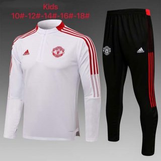 Niños Chandal Manchester United 2022 Blanco Negro Niños Chandal Manchester United 2022 Blanco Negro