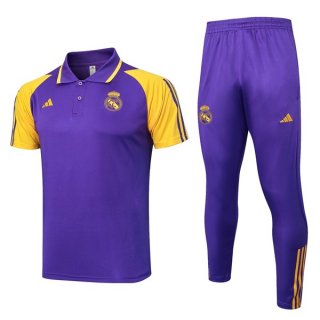 Polo Real Madrid Conjunto Completo 2024/2025 Purpura Amarillo Polo Real Madrid Conjunto Completo 2024/2025 Purpura Amarillo