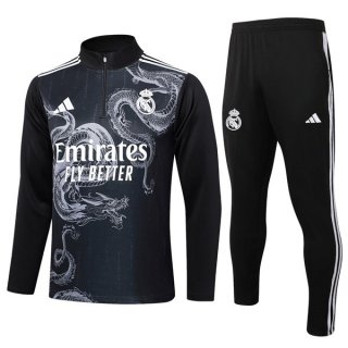 Sudadera De Training Real Madrid 2024/2025 Negro Gris Sudadera De Training Real Madrid 2024/2025 Negro Gris