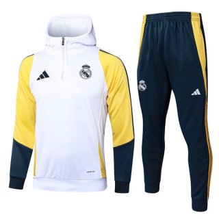 Sudadera Con Capucha Real Madrid 2024/2025 Blanco Amarillo 2 Sudadera Con Capucha Real Madrid 2024/2025 Blanco Amarillo 2